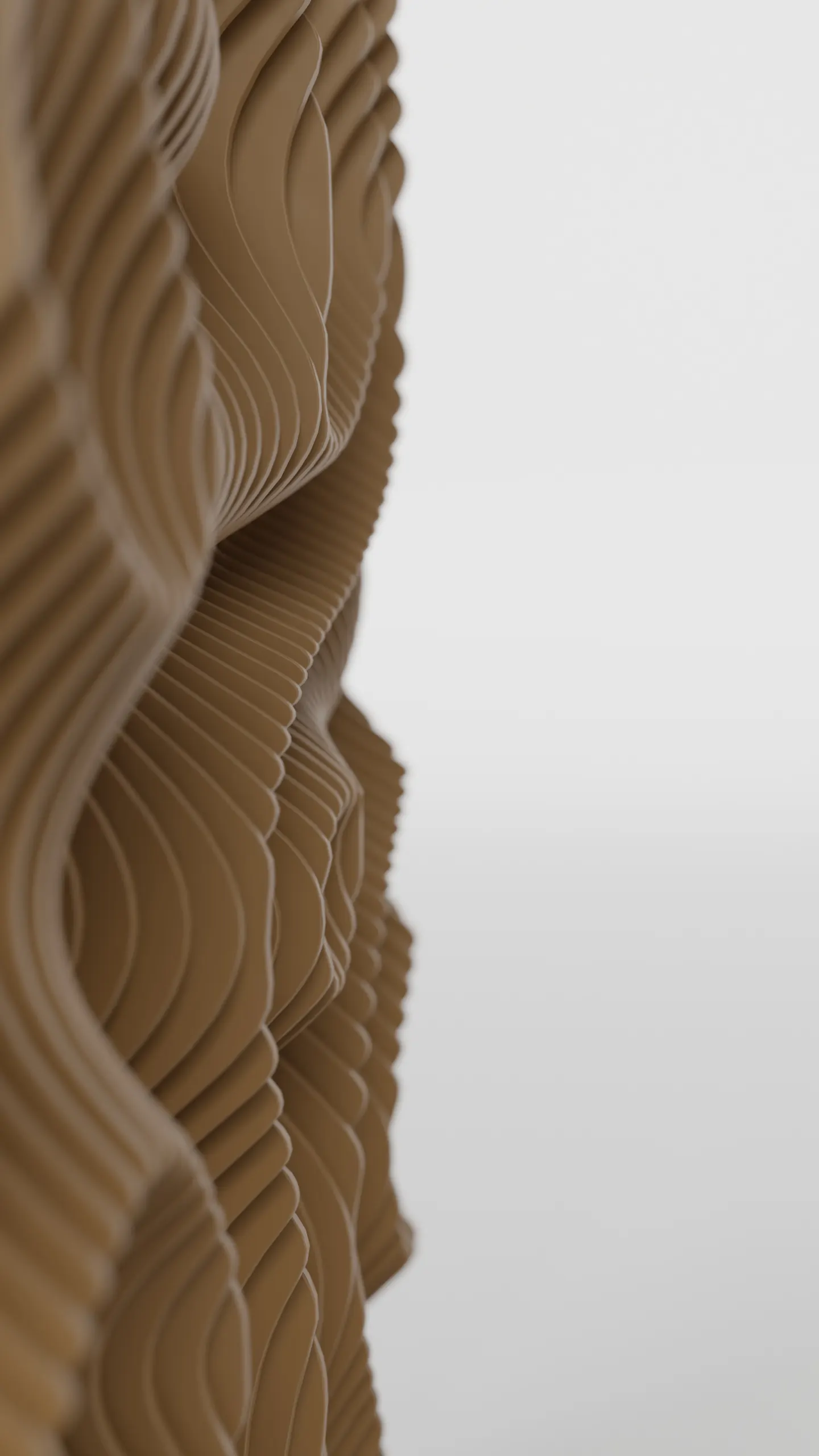 Close-up of a layered oak relief panel